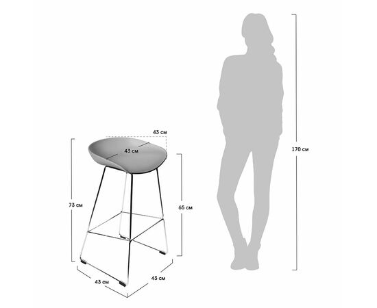 Стул полубарный Neo чёрный с чёрными ножками, изображение 6 | Интернет магазин мебели и декора LifeDekor
