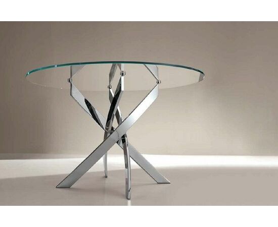 Стол BARONE (01.92) G093 хром/С150 э-бел. гл. стекло, L021алюм.вставка, изображение 3 | Интернет магазин мебели и декора LifeDekor