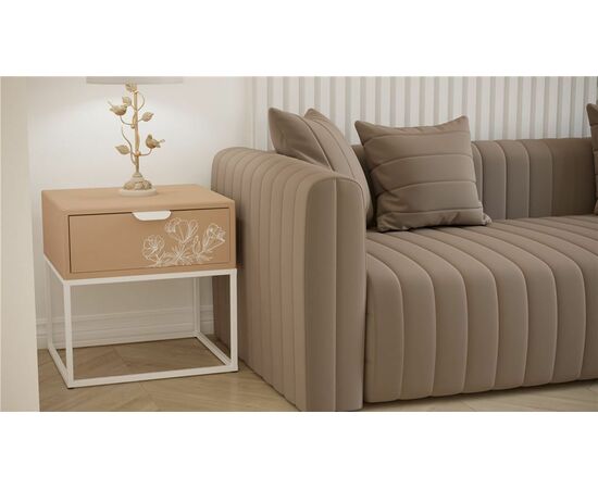 Тумбочка прикроватная "Дрим" (Пудра/Белый 7097283102), изображение 3 | Интернет магазин мебели и декора LifeDekor