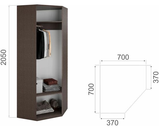 Шкаф «Виола» 70, Венге/дуб сонома, изображение 3 | Интернет магазин мебели и декора LifeDekor