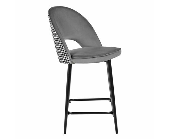 Стул полубарный Leo тёмно-серый с жаккардом, с поворотным механизмом, изображение 2 | Интернет магазин мебели и декора LifeDekor