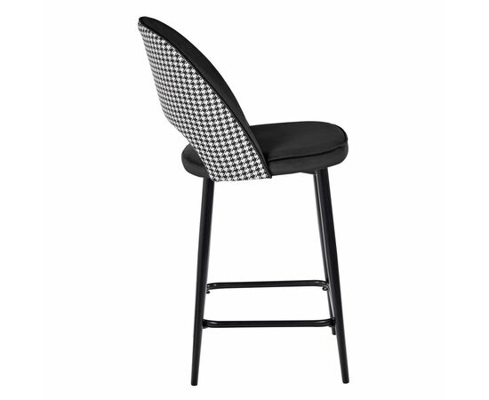 Стул полубарный Leo чёрный с жаккардом, с поворотным механизмом, изображение 4 | Интернет магазин мебели и декора LifeDekor