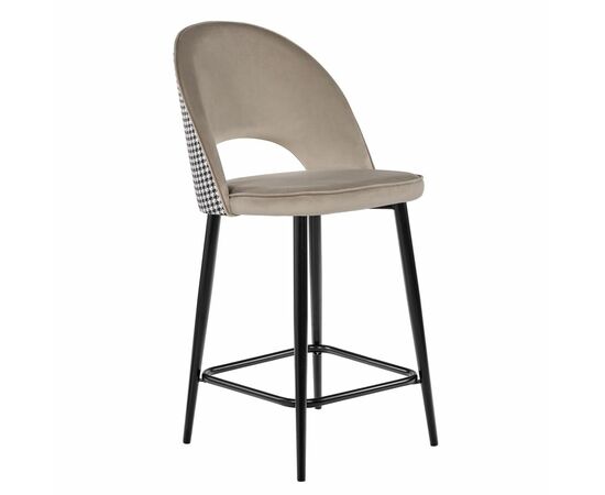 Стул полубарный Leo латте с жаккардом, поворотный механизм | Интернет магазин мебели и декора LifeDekor