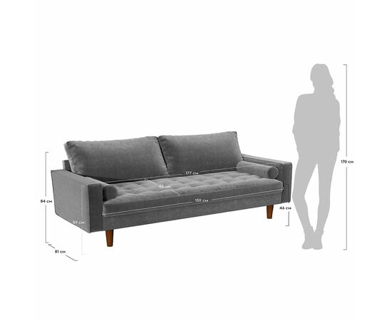 Диван Scott трехместный пыльно-розовый, Цвет: Пыльно-розовый, изображение 11 | Интернет магазин мебели и декора LifeDekor