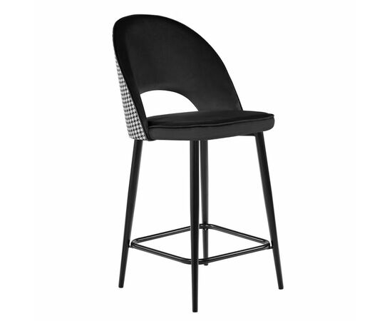 Стул полубарный Leo чёрный с жаккардом, с поворотным механизмом | Интернет магазин мебели и декора LifeDekor