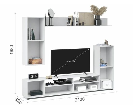 Стенка «Нео», Белый/Ателье светлый, изображение 5 | Интернет магазин мебели и декора LifeDekor