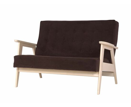 Диван двухместный РЕТРО (беленый дуб / RS 32 - коричневый) | Интернет магазин мебели и декора LifeDekor