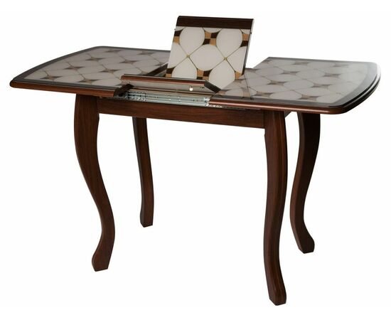 Стол М58 «Альба» мини стекло ДП1-02-06, Инкрустация плитка, мореная береза, изображение 4 | Интернет магазин мебели и декора LifeDekor