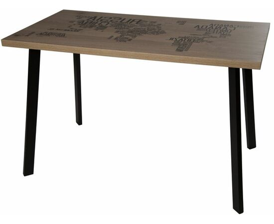 Стол М95 «Бремор» ДП1-02-08 ЛДСП «Эврика», фотопечать «Карта мира», черный матовый, изображение 2 | Интернет магазин мебели и декора LifeDekor