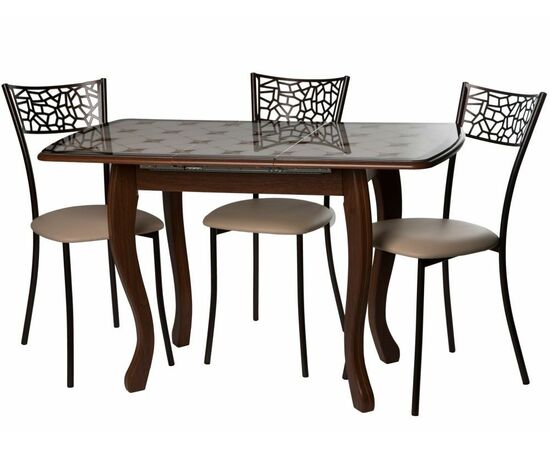 Стол М58 «Альба» мини стекло ДП1-02-06, Инкрустация плитка, мореная береза, изображение 6 | Интернет магазин мебели и декора LifeDekor