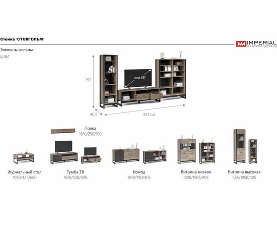 Полка «Стокгольм», Дуб гранж песочный, изображение 3 | Интернет магазин мебели и декора LifeDekor