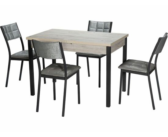 Стол М65 «Денвер» ДП1-01-06 1100(1400)*680 ЛДСП «Наоми», квадратные Графит, изображение 5 | Интернет магазин мебели и декора LifeDekor