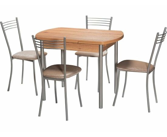 Стол М2 ДП1-02-04 1000(1600)*670, ЛДСП:Дуб горный, Н/стола прямые Металлик, изображение 4 | Интернет магазин мебели и декора LifeDekor