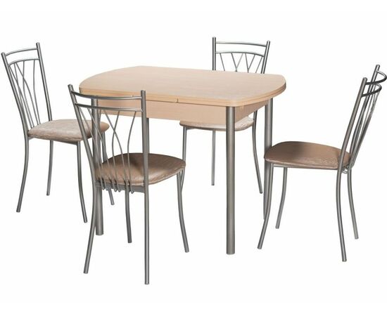 Стол М2 ДП1-02-04 1000(1600)*670, ЛДСП:Дуб светлый, Н/стола прямые Металлик, изображение 4 | Интернет магазин мебели и декора LifeDekor