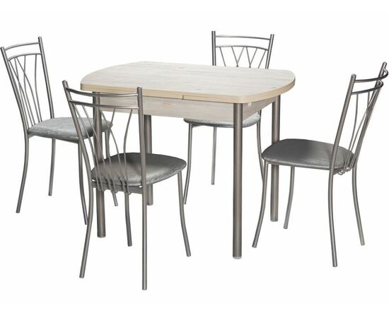 Стол М2 ДП1-02-04 1000(1600)*670, ЛДСП:Наоми, Н/стола прямые Металлик, изображение 4 | Интернет магазин мебели и декора LifeDekor