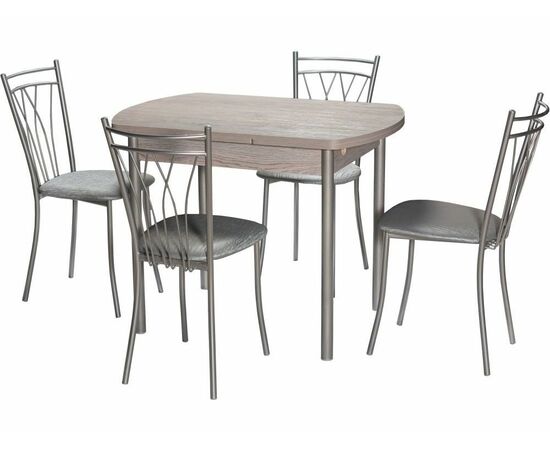 Стол М2 ДП1-02-04 1000(1600)*670, ЛДСП:Дуб Навара, Н/стола прямые Металлик, изображение 4 | Интернет магазин мебели и декора LifeDekor