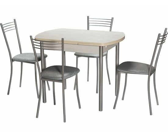 Стол М2 ДП1-02-04 1000(1600)*670, ЛДСП:Дуб Самерсет, Н/стола прямые Металлик, изображение 4 | Интернет магазин мебели и декора LifeDekor