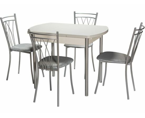 Стол М2 ДП1-02-04 1000(1600)*670, ЛДСП:Жемчуг, Н/стола прямые Металлик, изображение 4 | Интернет магазин мебели и декора LifeDekor