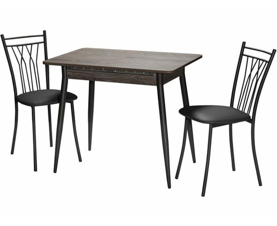 Стол М46 «Бостон» ДП1-01-10 900(1270)*600, ЛДСП:Дуб Рошелье, Н/стола прямые с ут. Графит, изображение 4 | Интернет магазин мебели и декора LifeDekor