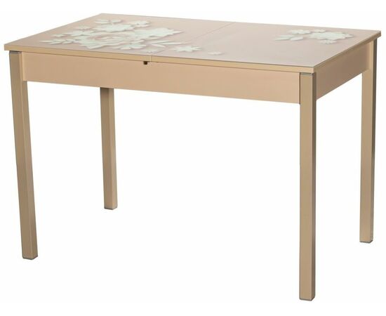 Стол М82 ДП1-03-03 1100(1400)*680 «Бристоль» Стекло Мателюкс с/в «Кофейные цветы», Н/с Беж., изображение 2 | Интернет магазин мебели и декора LifeDekor