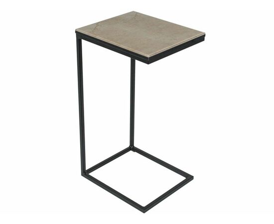 Стол М86 ДП1-03-04 340*300*610 фотопечать «Камень бежевый», черный матовый, изображение 2 | Интернет магазин мебели и декора LifeDekor