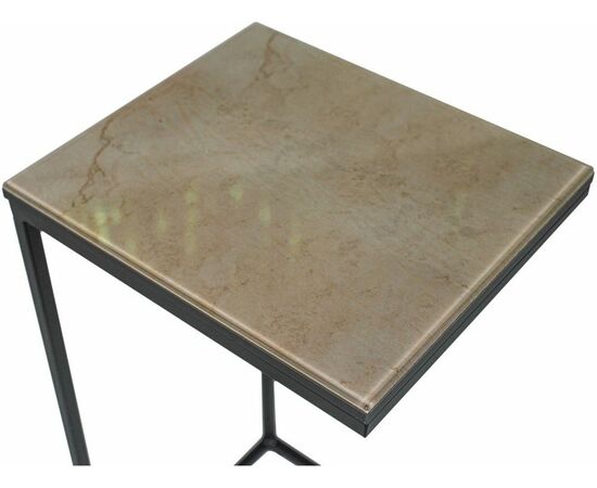 Стол М86 ДП1-03-04 340*300*610 фотопечать «Камень бежевый», черный матовый, изображение 3 | Интернет магазин мебели и декора LifeDekor