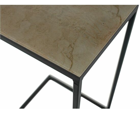 Стол М86 ДП1-03-04 340*300*610 фотопечать «Камень бежевый», черный матовый, изображение 4 | Интернет магазин мебели и декора LifeDekor