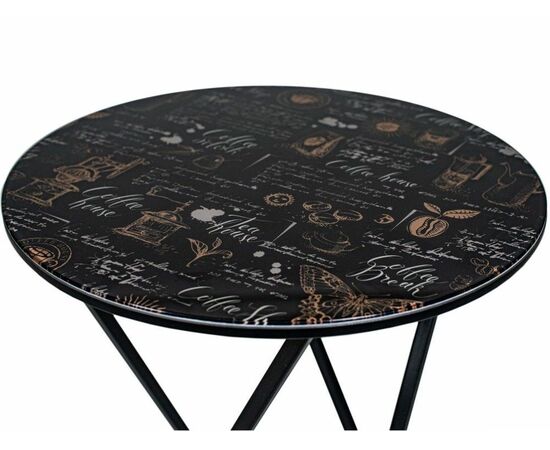 Стол М100 ДП1-03-05 480*480*620 Фотопечать «Кофе хаус», черный матовый, изображение 3 | Интернет магазин мебели и декора LifeDekor