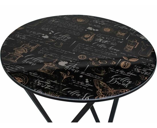 Стол М100 ДП1-03-05 480*480*620 Фотопечать «Кофе хаус», черный матовый, изображение 5 | Интернет магазин мебели и декора LifeDekor