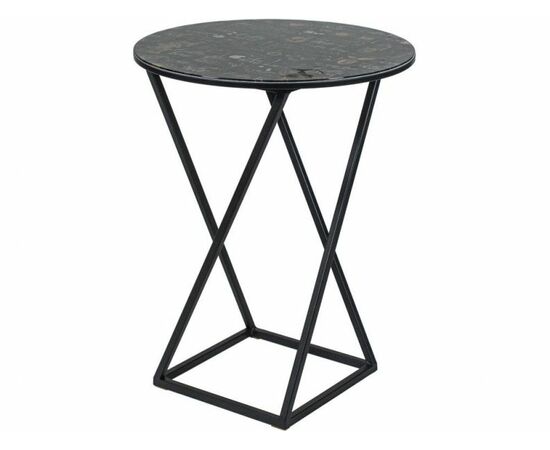 Стол М100 ДП1-03-05 480*480*620 Фотопечать «Кофе хаус», черный матовый | Интернет магазин мебели и декора LifeDekor