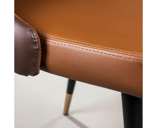 Стул Lucas, экокожа коричневый, золотистый декор на ножках, изображение 8 | Интернет магазин мебели и декора LifeDekor