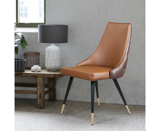 Стул Lucas, экокожа коричневый, золотистый декор на ножках, изображение 9 | Интернет магазин мебели и декора LifeDekor