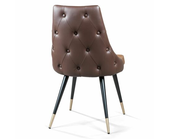 Стул Lucas, экокожа коричневый, золотистый декор на ножках, изображение 5 | Интернет магазин мебели и декора LifeDekor