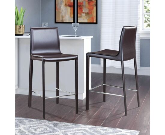 Стул полубарный Barrie, кожа коричневый, изображение 2 | Интернет магазин мебели и декора LifeDekor