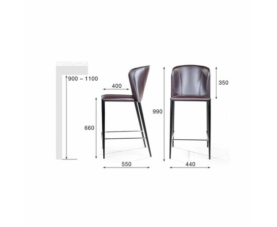Стул полубарный Albert, кожа капучино, изображение 8 | Интернет магазин мебели и декора LifeDekor