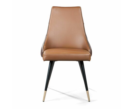 Стул Lucas, экокожа коричневый, золотистый декор на ножках, изображение 3 | Интернет магазин мебели и декора LifeDekor