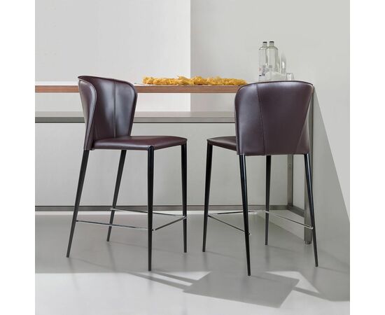 Стул полубарный Albert, кожа коричневый, изображение 2 | Интернет магазин мебели и декора LifeDekor