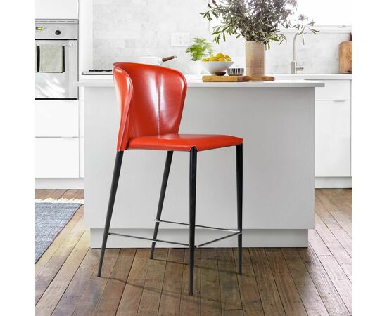 Стул полубарный Albert, кожа ретро-красный, изображение 2 | Интернет магазин мебели и декора LifeDekor