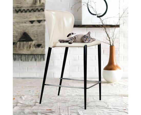 Стул полубарный Albert, кожа бежевый, изображение 5 | Интернет магазин мебели и декора LifeDekor