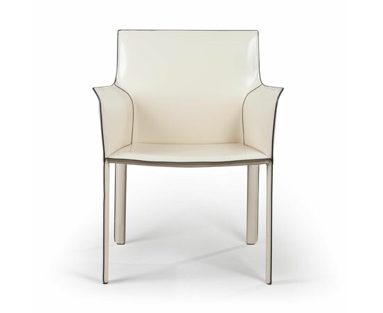 Стул с подлокотниками Barrie, кожа бежевый, изображение 3 | Интернет магазин мебели и декора LifeDekor