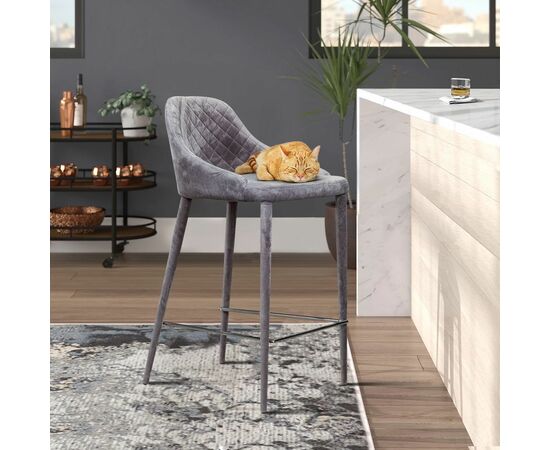 Стул полубарный Douglas, бархат серый, изображение 2 | Интернет магазин мебели и декора LifeDekor