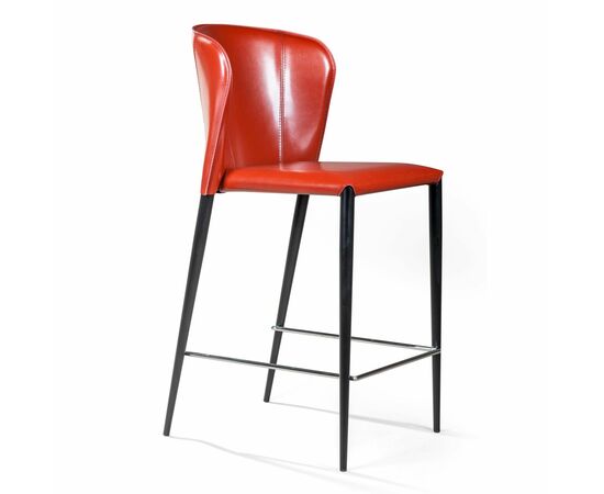 Стул полубарный Albert, кожа ретро-красный | Интернет магазин мебели и декора LifeDekor