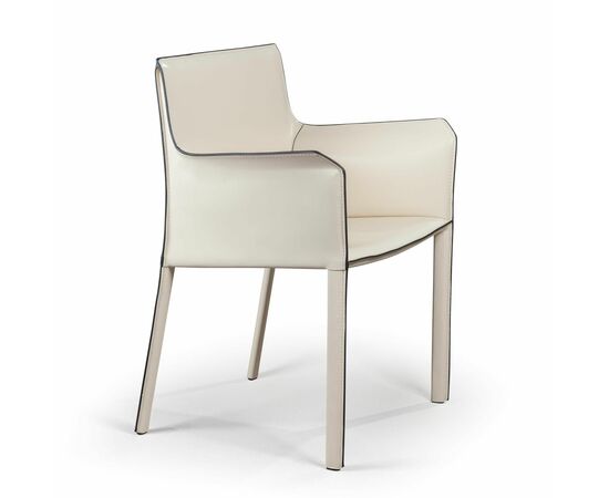 Стул с подлокотниками Barrie, кожа бежевый, изображение 4 | Интернет магазин мебели и декора LifeDekor