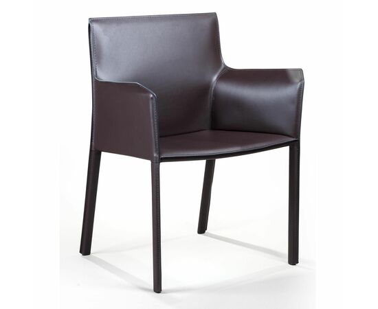 Стул с подлокотниками Barrie, кожа коричневый | Интернет магазин мебели и декора LifeDekor