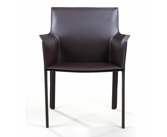 Стул с подлокотниками Barrie, кожа коричневый, изображение 3 | Интернет магазин мебели и декора LifeDekor