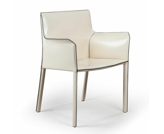 Стул с подлокотниками Barrie, кожа бежевый | Интернет магазин мебели и декора LifeDekor