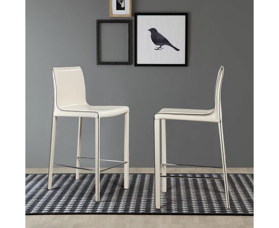 Стул полубарный Barrie, кожа бежевый, изображение 2 | Интернет магазин мебели и декора LifeDekor