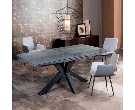 Стол раскладной Lincoln (160+40 см) глазурованное стекло черный, изображение 2 | Интернет магазин мебели и декора LifeDekor