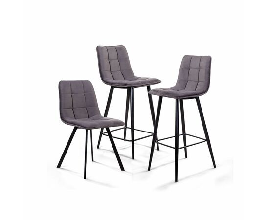 Стул UNO, бархат серый 27/ чёрный профиль, изображение 4 | Интернет магазин мебели и декора LifeDekor