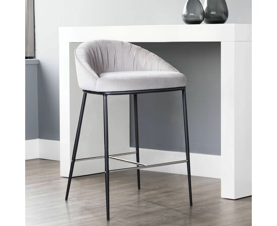 Стул полубарный Barkley, микровелюр серый, изображение 2 | Интернет магазин мебели и декора LifeDekor